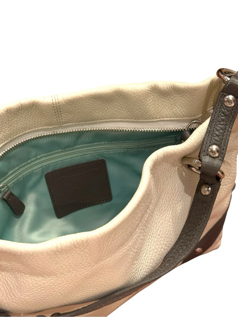 COACH VTG Carly L1073-F15251 Medium hobo Cream + Grey Trim + Silver Hardware Y2K